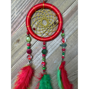 Dreamcatcher Handmade | Green Dreamcatchers | Red Dreamcatchers| Gold Dreamcatchers| Feather Dreamcatchers | Home Decor | Boho Decor Wall Hanging | Ring size: 3 1/4" inches (8 cm)