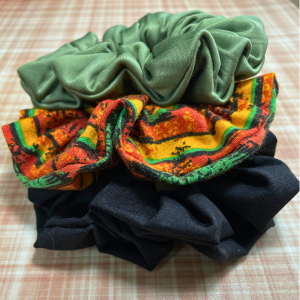 Scrunchies Kit |African Print Scrunchies | Sating Green Scrunchies | Black Scrunchies | Hair Ties