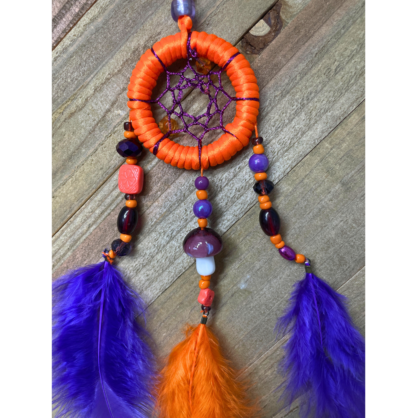 Dreamcatcher Orange and Purple Colors Ring Size 1” inches (2.5 cm)