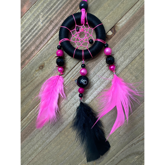 Dreamcatcher Hot Pink and Black Colors Ring Size 2" 1/4 inches (6.4 cm)