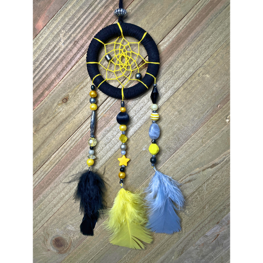 Dreamcatcher Yellow, Gray and Black Ring Size 3" Inches (7.5 cm)