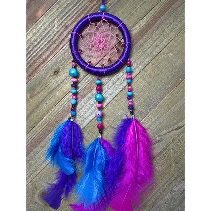 Dreamcatcher Handmade | Hot Pink Dreamcatchers| Purple Dreamcatchers | Turquoise Dreamcatchers | Feather Dreamcatchers | Home Decor | Boho Decor Wall Hanging |  Ring Size 3" Inches (7.5 cm)