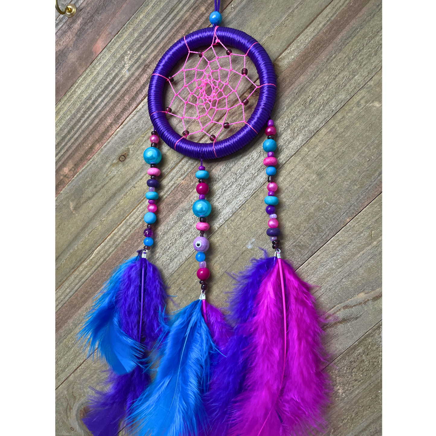 Dreamcatcher Handmade | Hot Pink Dreamcatchers| Purple Dreamcatchers | Turquoise Dreamcatchers | Feather Dreamcatchers | Home Decor | Boho Decor Wall Hanging |  Ring Size 3" Inches (7.5 cm)