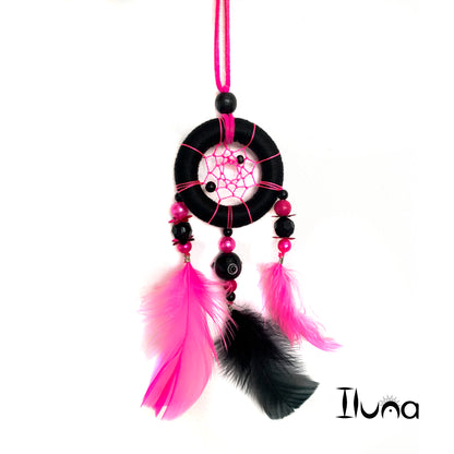 Dreamcatcher Hot Pink and Black Colors Ring Size 2" 1/4 inches (6.4 cm)