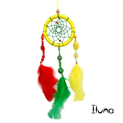 Dreamcatcher Red, Green and Yellow Colors , Rastas Colors  Ring Size 3" Inches (7.5 cm)