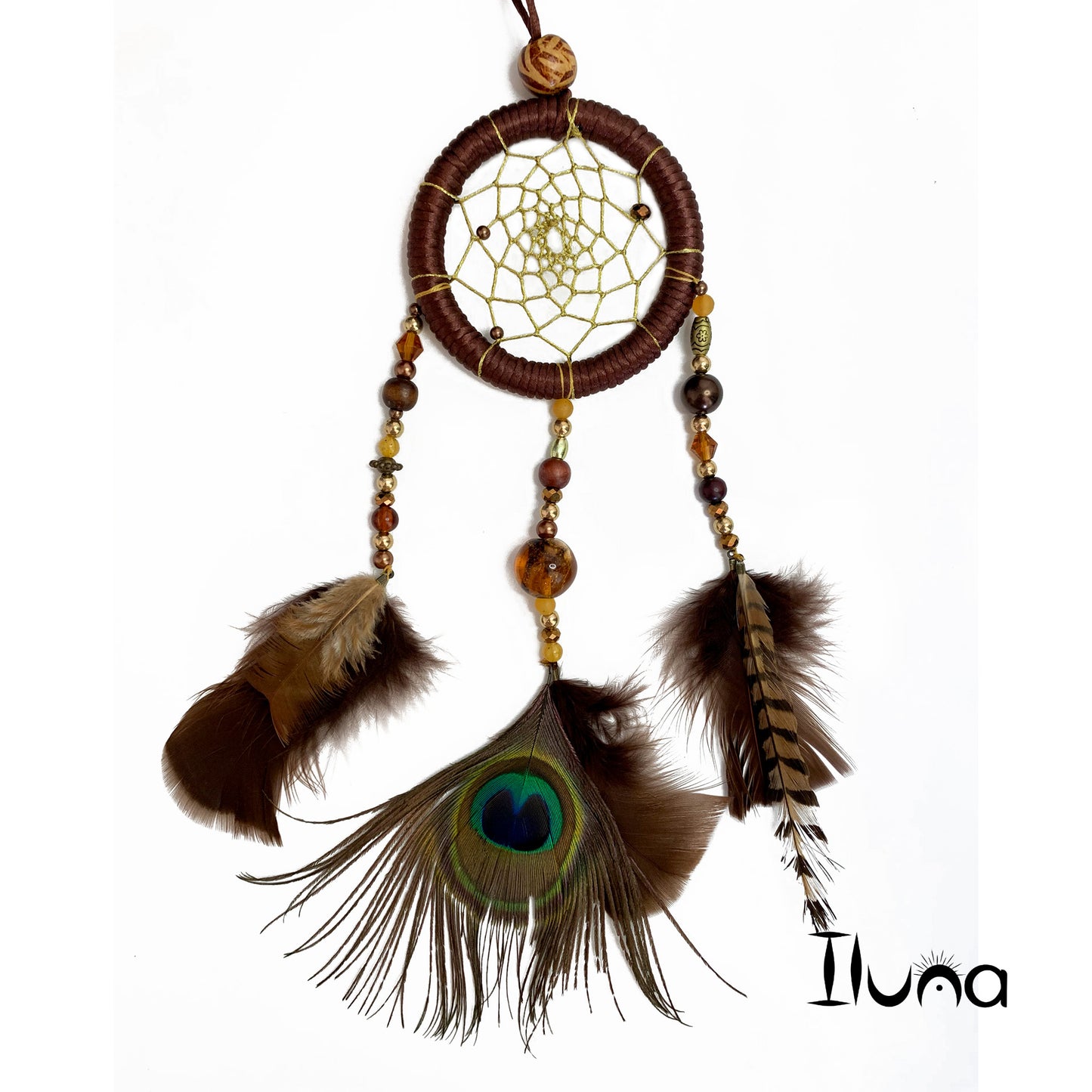 Dreamcatcher Handmade | Earth Toned Dreamcatchers |Peacock Feather Dreamcatchers | Home Decor | Boho Decor Wall Hanging |  Ring Size 3" Inches (7.5 cm)