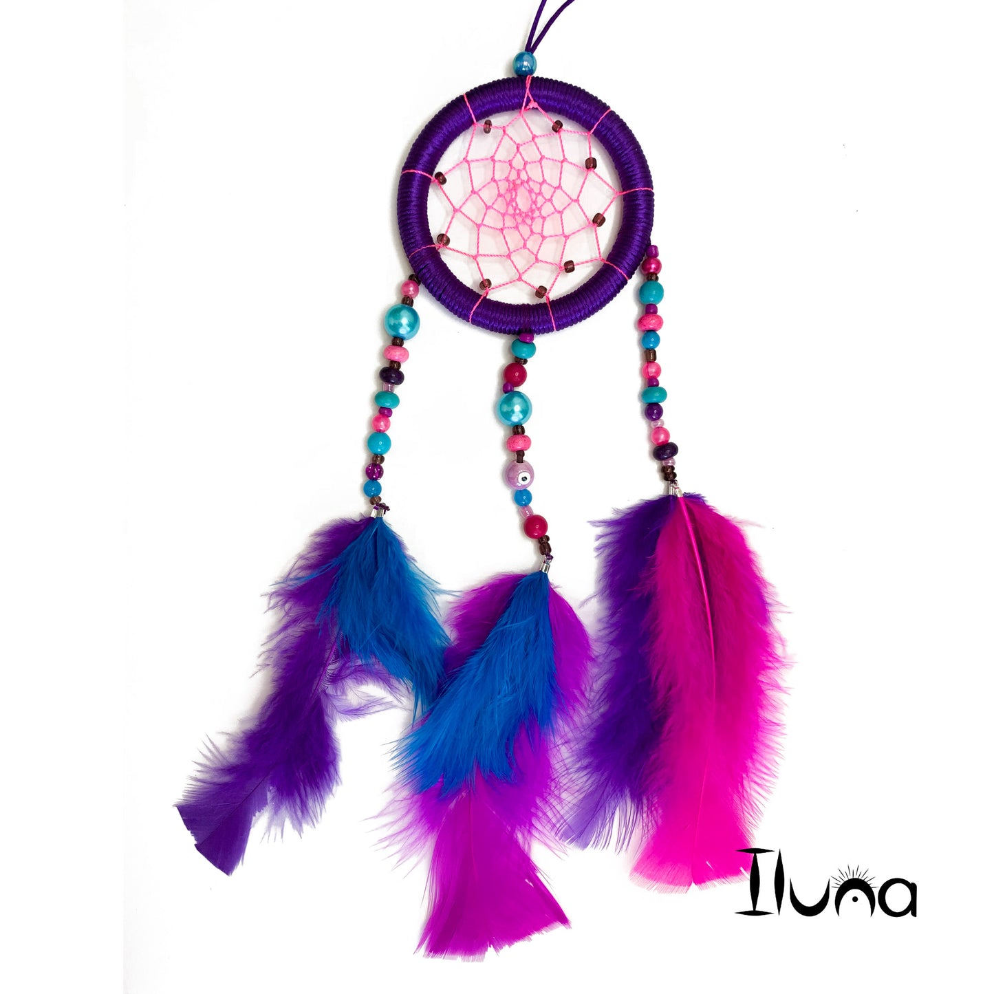 Dreamcatcher Handmade | Hot Pink Dreamcatchers| Purple Dreamcatchers | Turquoise Dreamcatchers | Feather Dreamcatchers | Home Decor | Boho Decor Wall Hanging |  Ring Size 3" Inches (7.5 cm)